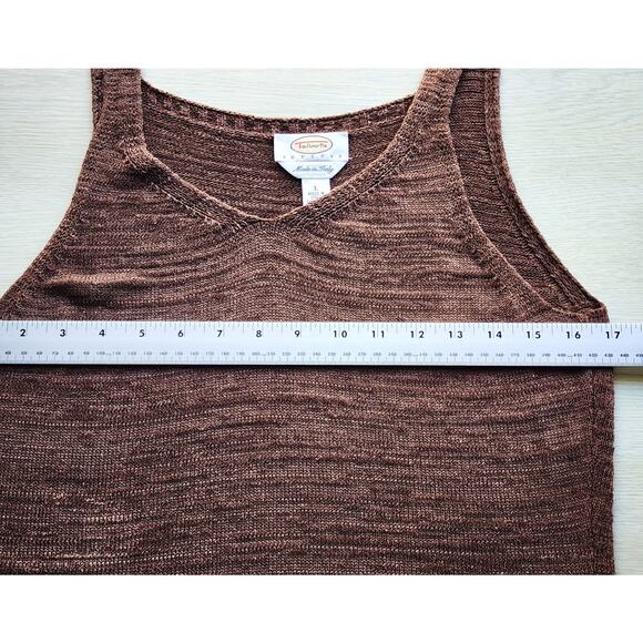 SWEATER/CARDIGAN & TANK TOP-TALBOTS-Made in Italy-Brown Knit-2 Pieces-Size PL - Picture 8 of 16